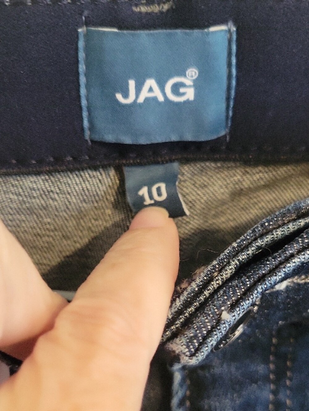 Jag Jeans Sz10 Dark Navy Straight Leg Stretch Denim Embroidered Hem Back pocket - Picture 2 of 6